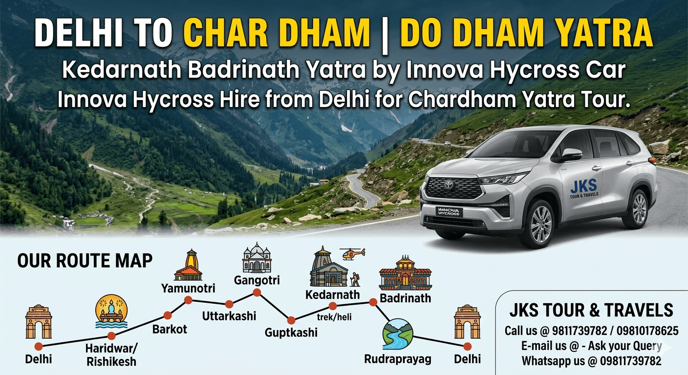 Delhi to Do Dham Char Dham Yatra by Innova Hycross