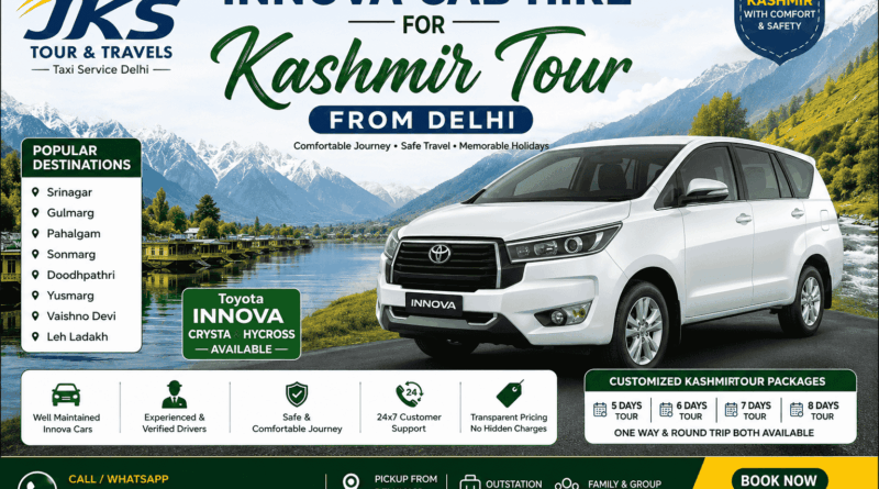 Innova Cab Hire for Kashmir Tour from Delhi